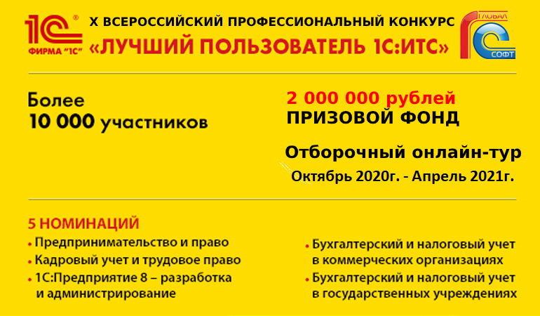 Конкурс "Лучший пользователь информационной системы 1С:ИТС- 2020" в Краснодаре (Центр проведения "Глобал-Софт")