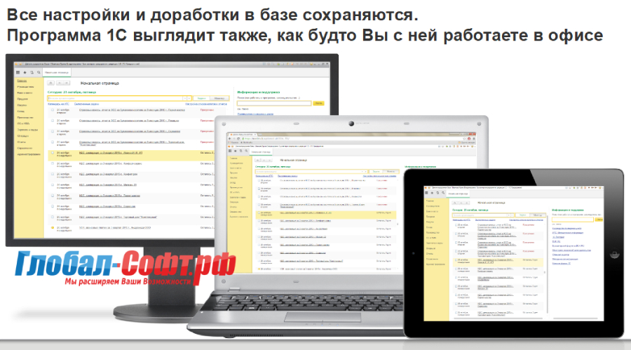 Удаленнй доступ к 1С - в Краснодаре - подключить в Глобал-Софт